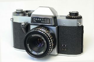 Praktica PL nova 1B SLR 35mm film camera w/ Meyer - Optik Gorlitz Domiplan 2.  8/50 2