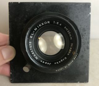 Nikon Camera Lens El - Nikkor 135mm F/5.  6 Lens With Adapter And Enlarging Plate