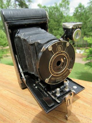 Old 1926 Vest Pocket Kodak Model B Folding Camera Orig Camp Wohelo Maine Pouch