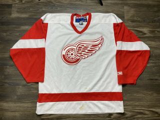Vintage Detroit Red Wings Blank Nhl Hockey Jersey Sz L Made In Canada Ccm