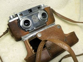 Vintage 1953 Revere 3 - D Stereo 33 35mm Film Camera W/wollensak F/3.  5 Lens & Case