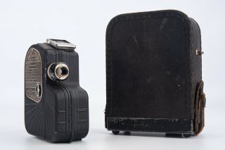 Vintage Univex Model A8 8mm Film Cine Camera W Leather & Metal Case V17