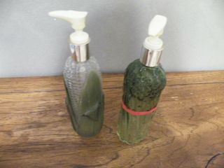 Vintage Avon Asparagus & Cob Of Corn Glass Bottle Lotion/soap Dispenser/works
