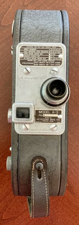 Vintage Keystone 16mm Movie Camera Model A - 3 Leather Strap Great No A90251