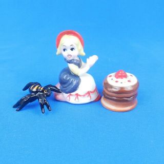 Vintage Bone China Little Miss Muffet Miniature Nursery Rhyme Figurine Set