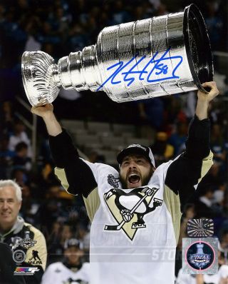 Kris Letang Pittsburgh Penguins Signed Autographed Raising Stanley Cup 8x10 Pf