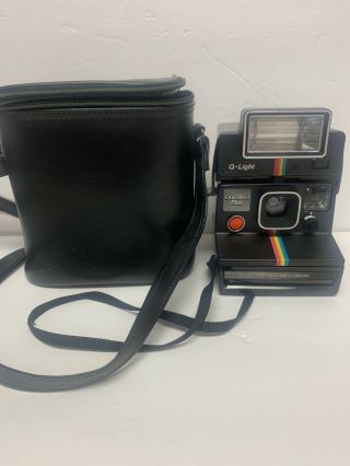 Vintage Polaroid One Step Plus Rainbow Camera With Q - Light Flash W/ Case