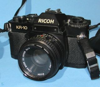 Ricoh KR - 10 35mm Film Camera w/ Lenses Flash Exposure Meter Auto Tele Converter 2