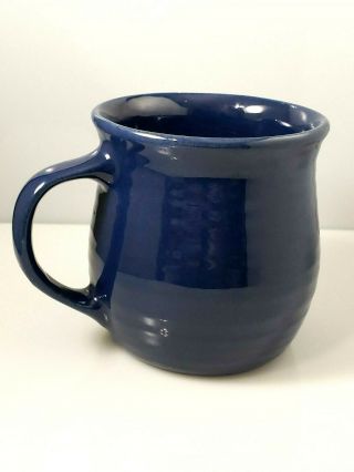 Vintage Hyalyn Signed Art Pottery Coffee Mug Cup Cobalt Blue Glaze Handle 12 Oz