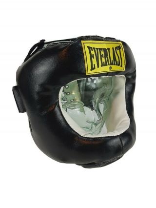 Vintage Everlast Yellow Label Boxing Headgear Protective Mask Black Adult
