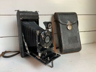 Antique Kodak Jr Bellows Camera No 2 - C Autographic With Leather Case Decorative