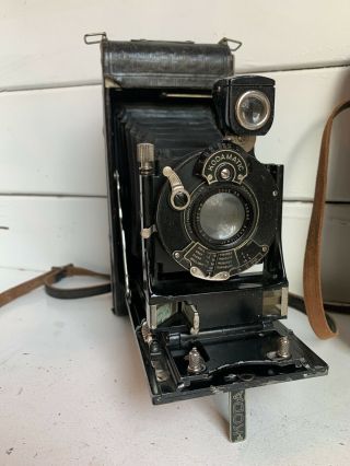 Antique Kodak Jr Bellows Camera No 2 - C Autographic With Leather Case Decorative 2
