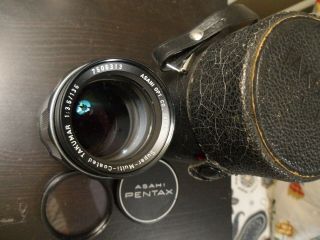 Pentax Takumar 135mm F/3.  5 M42 Screw Mount Lens With Caps & Leather Case
