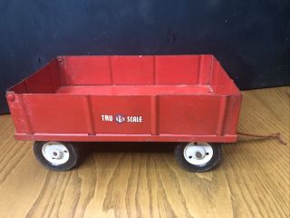 Vintage Tru Scale Red Hay Wagon Trailer Pressed Steel Farm Toy
