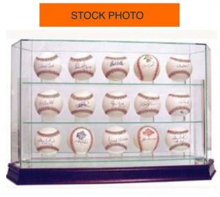 Steiner Sports 15 Baseball Glass Display Case W/ Cherrywood Base