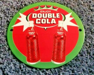 Double Cola Porcelain Pop Bottles Enjoy Soda Vintage Style Pepsi Coke Sign