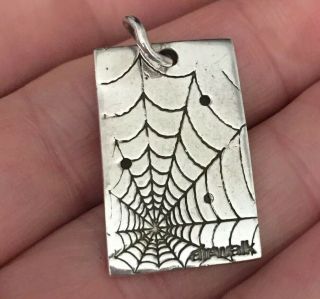Vintage Jewellery Unusual Signed Sterling Silver ‘airwalk’ Spider Tag Pendant