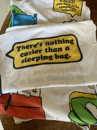 Vintage 1971 Peanuts Charlie Brown Snoopy Double Fitted Sheet Pillow Case