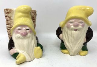 Vintage Pair (2) Gnome Dwarf Elf Planters Sbm (stewart B.  Mcculloch) California