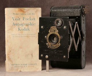 Vintage 1915 Vest Pocket Autographic Kodak Camera W/ Stylus & Instructions