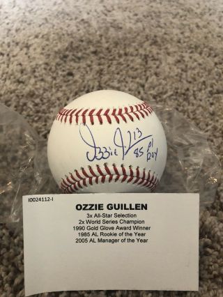 Ozzie Guillen Autographed Baseball.  Tristar Authenticated.  Roy Inscription
