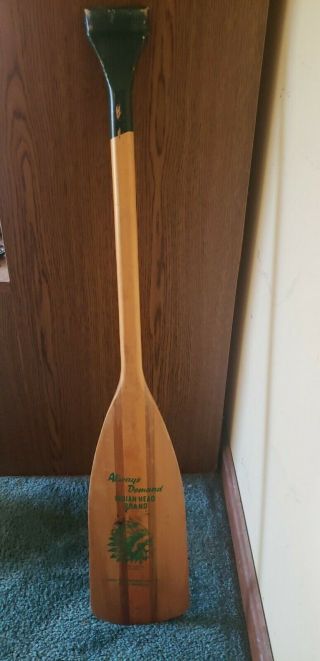 Vtg Always Demand Indian Head Brand Canoe Paddle 36 " Cabin Decor Wood Oar