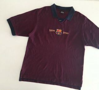 Barcelona Fc 1999/00 Nike Polo Football Shirt M Vintage Soccer Jersey Centenary