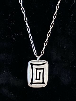 Vintage Native American Sterling Silver 20” Hopi Necklace By Lauren Koinva 10.  5g