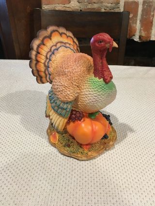 Vintage 10” Ceramic Turkey Figurine Thanksgiving Pumpkin