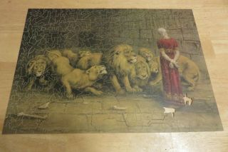 Vintage Wooden Hand Cut Jigsaw Puzzle Daniel In The Lions Den 1931