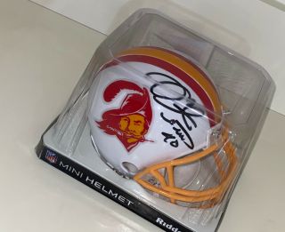Mike Alstott Autographed Hand Signed Tampa Bay Bucs Throwback Mini Helmet Psa