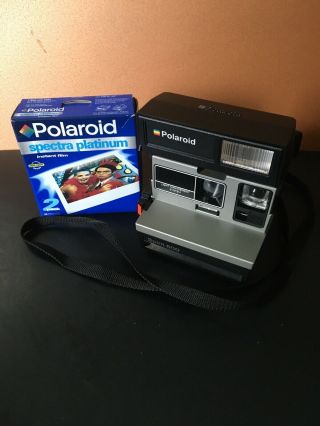 Vintage Polaroid Spirit 600 Instant Film Camera With Strap And Package Of Film