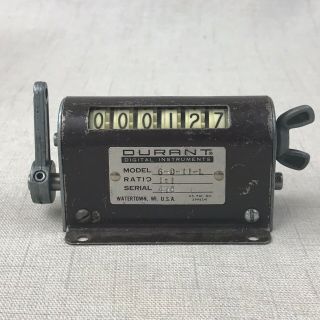 Vintage Durant 6 Digit Mechanical Counter Model 6 - D - 11 - L Ratio 1:1 2
