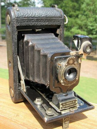 Old 1915 No.  1 Kodak Jr.  Foling Camera W/ Kodak Leather Pouch