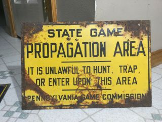 Vintage Pa Game Commission Sign State Game Propagation Area No Hunting Sign
