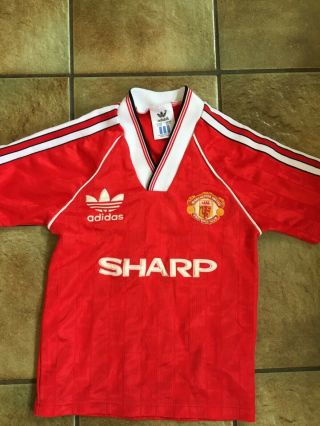 Vintage Manchester United 1988 - 89 Home Football Shirt Small Boys Adidas