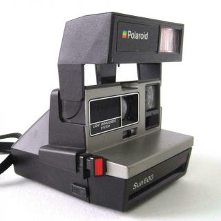 Vintage Polaroid Sun 600 LMS Camera With Built In Flash Neck Strap Case 2