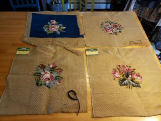 Vintage Bucilla Pre Worked Needlepoint Canvas 23 " Sq Pillow Or Chair Seat Top