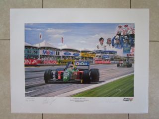 Benetton Formula 1 F1 Official 1991 Signed Lithograph Piquet And Moreno S/n