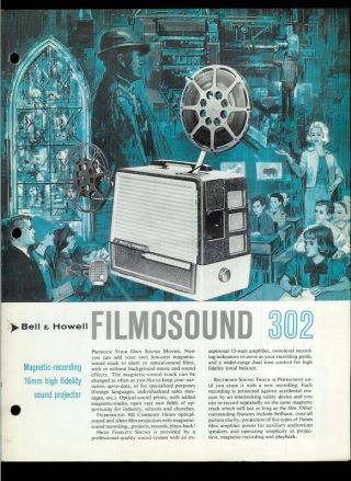 Rare Vintage Factory Bell & Howell Filmosound 302 Projector Dealer Brochure
