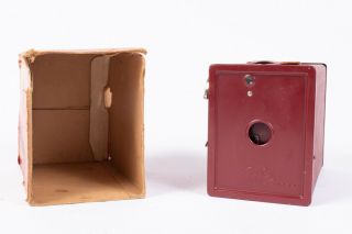 Vintage Agfa Ansco No.  2 Model E Burgundy Box Camera For B2 Film V13