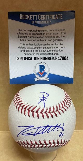 Trevor Williams Pittsburgh Pirates Signed Auto M.  L.  Baseball Beckett S45205
