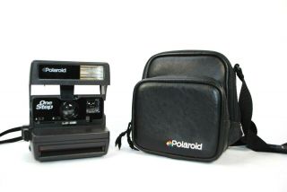 Poloroid 600 One Step Instant Film Camera Flash Strap & Case Vintage