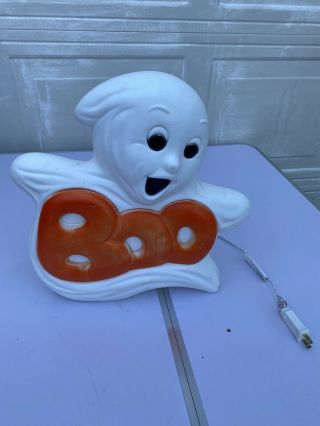 Vintage 14 " Halloween Grand Venture " Boo Ghost " Lighted Blow Mold Decoration