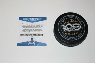 Ted Lindsay Signed Nhl 100 Year Anniversary Game Puck Beckett Authentic Bas