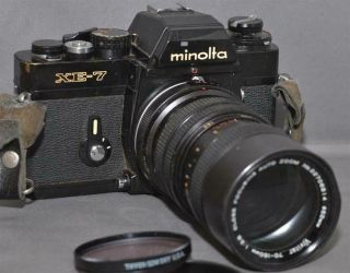 Minolta Xe - 7 Black Body Slr W/ 70 - 150mm Close Focusing Lens