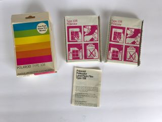Vintage Polaroid Land Film Type 108 Expired 2/86 2 Packs & Instructions
