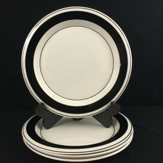 Set Of 4 Vtg Dinner Plates By Arabia Faenza Black And White Made In Finland