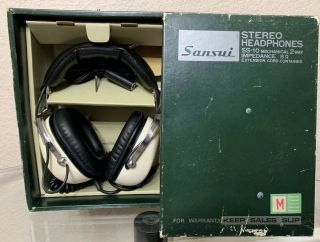 Vintage 1970s Sansui Ss - 10 Over - Ear Headphones Dual Tone/volume W Box