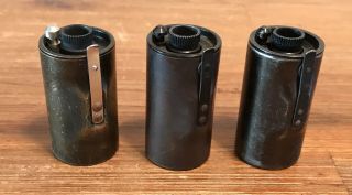 3 Vintage Leitz Wetzlar Leica Brass Film Cassettes / Cartridges